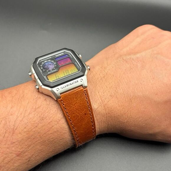 Custom Casio AE1200 Moon Eclipse Edition World Time 100m Leather Strap - Picture 16 of 17